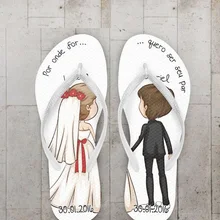 1 пара тапочек для фотосессии с любым текстом на заказ; подарок для невесты или подружки невесты; оригинальные Вьетнамки для жениха и жениха