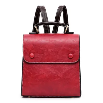 

2020 new England simple small backpack female pu soft leather mini retro backpack fashion large capacity student school bag