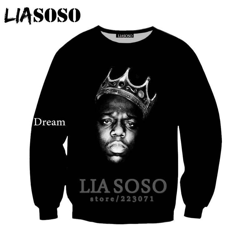 2pac Толстовка LIASOSO Модные мужские и женские толстовки 3D принт Рэпер Хип Хоп Уличная одежда с длинным рукавом Топы пуловер с круглым вырезом B182-06