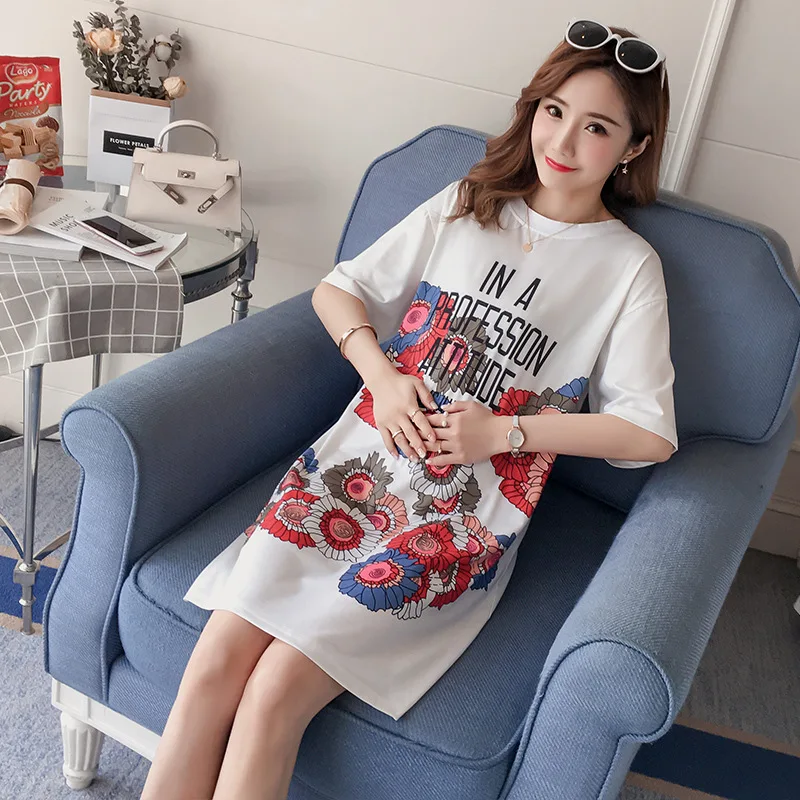 

Pregnant Women Summer Wear Tops Short Sleeve T-shirt Season Hot Mom-Pregnancy Fashion Mom Loose-Fit Long Skirts