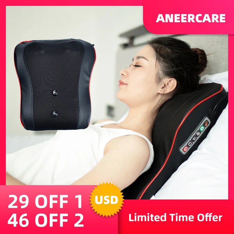 Kneading Massage Pillow Body Electric Healthy Home Car Masseur De Dos Shiatsu Massager Neck Shoulder Back Infrared Heating Pain