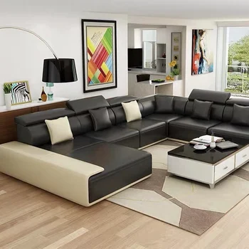 

High Quality Home Furniture 3 Seater Modern Faux Leather Sofa for Mansion
