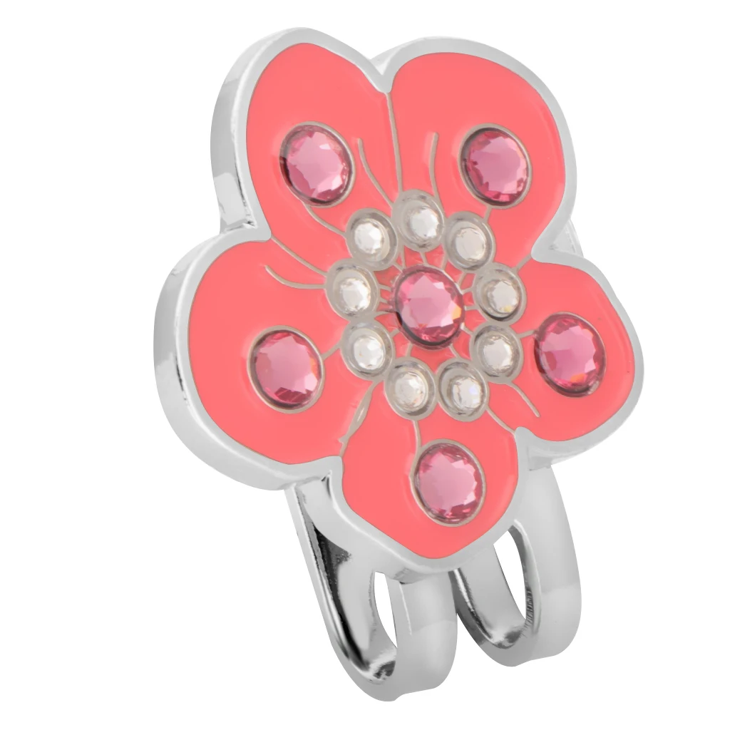 Portable Plum Blossom Crystal Clip Golf Ball Marker Clip On Golf Hat Cap Visor for Friend Golf Trainer