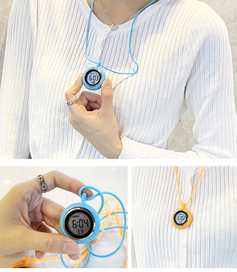Nurse watch electronic digital medical cute environmentally friendly silicone sling hanging neck fashion pocket watch female Nurse watch electronic digital medical cute environmentally friendly silicone sling hanging neck fashion pocket watch female