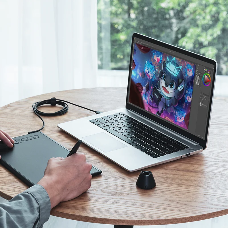 Huion H580X 그래픽 태블릿 디지털 펜 드로잉 태블릿, 배터리 없는 서명 패드, 리눅스, MacOS, PC, 안드로이드 장치 연결