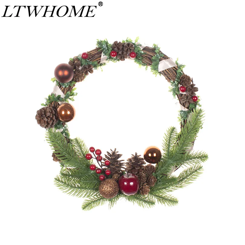 LTWHOME WHCA 12-дюймовый искусственный Рождественский венок с сосновой конусой иглами
