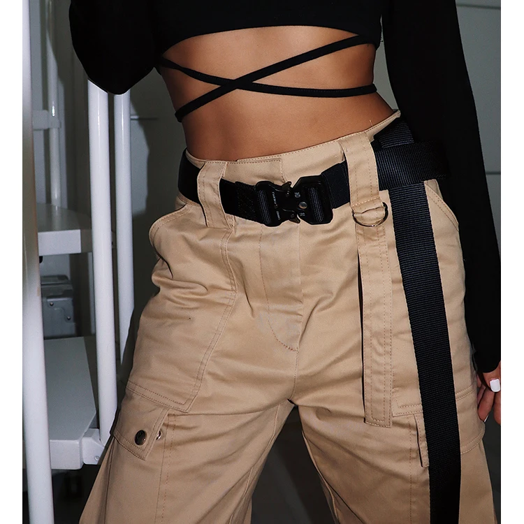 Streetwear Cargo Pants With Buckle Belt 
