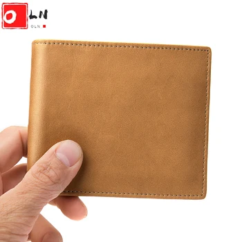 

Slim Men Leather Wallet Vintage Designer Men's Trifold Wallet For Credit Cards Retro Short Leather ID Wallet For Male 2020 New