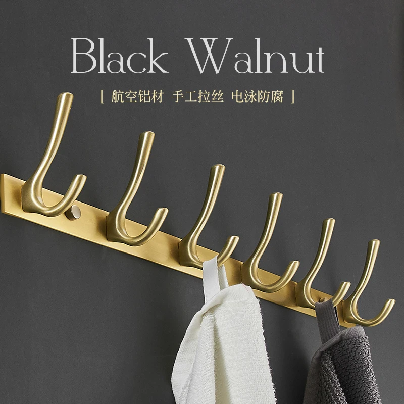 

Aluminum hook behind the door towel wall hanging light luxury coat row bathroom gold