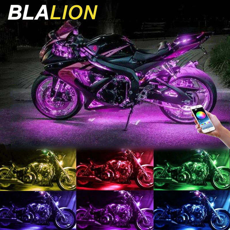 Tira de luces LED para coche y motocicleta, lámpara ambiental decorativa, Flexible, 5050 SMD, APP de Control de sonido, luz de ambiente para Moto| | - AliExpress