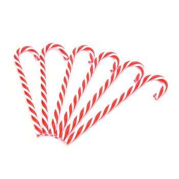 

New Plastic Candy Cane Ornaments Christmas Tree Hanging Decorations For Festival Party Xmas 6Pcs/bag