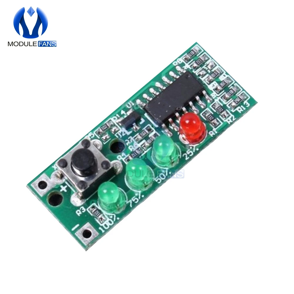 

Battery Capacity Indicator 4 LEDs Display Module for 3S 9-12.6V Micro Switch Microswitch Board Electricity Quantity