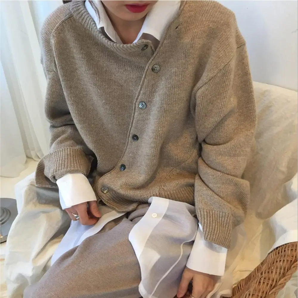 diagonal button cardigan