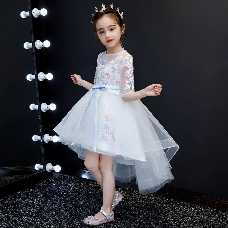 

Kids Girls Flower Trailing Dresses Children Wedding First Holy Communion Dresses Formal Ballet Party Ball Gown Flower Dresses