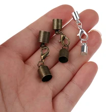 

10pcs/Lot Leather Cord Bracelet Lobster Clasps Hooks 3 4 5 6 8 9 10mm Crimps End Tip Caps Connectors For Jewelry Making Findings