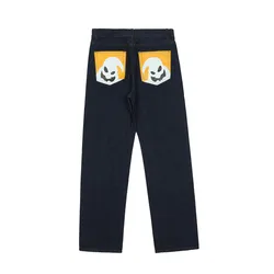 Pantalones vaqueros Retro lavados con estampado de dibujos animados para hombre, Jeans de Hip Hop, rectos, informales, holgados, 2021