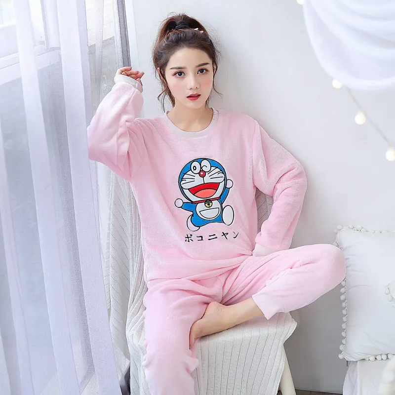Зимняя теплая Фланелевая пижама панда с длинными рукавами, комплекты для женщин, коралловый бархат, домашняя одежда, домашняя одежда - Цвет: 02