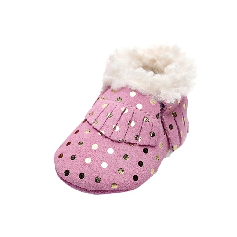 Детские ботинки; теплые зимние ботинки на мягкой подошве; нескользящие ботиночки с кисточками для маленьких мальчиков и девочек; хлопковый для новорожденных; плюшевая обувь