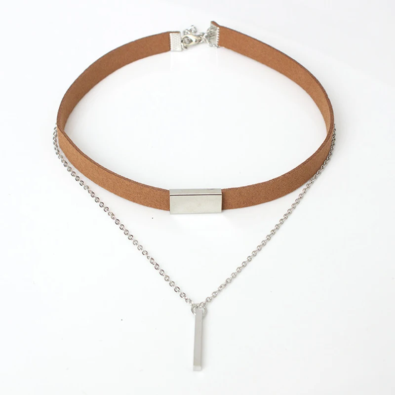 2021 New Black Velvet Choker Necklace Strip rope Chain Bar Square tube strip Chocker Women collar mujer collier femme ras du cou