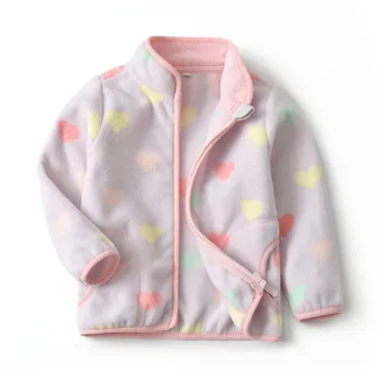 

Girls Fleece Jackets Coats for Autumn Winter Baby Clothes New Arrival Hearts Jackets 2019 Streetwear Zipper Fashion Girls Coats
