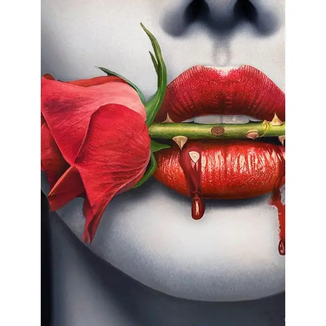 CHENISTORY DIY Frame Paint By Number Flame Red Lips Landscape For Adults Picture By Numbers Acrylic Drawing On Canvas Home Decor 9916412