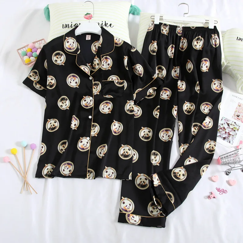 

Women's Short-SLeeved Trousers Spring And Summer Pajamas New Two-Day Suit Cute Home Service Comfortable