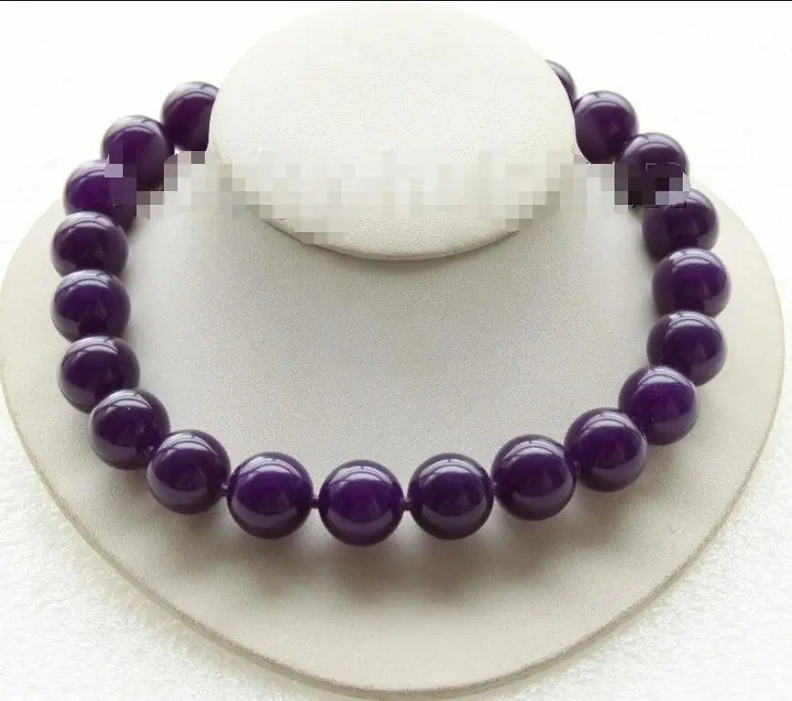 Free >>18" 18mm natural round purple stone necklace filled gold clasp j9420