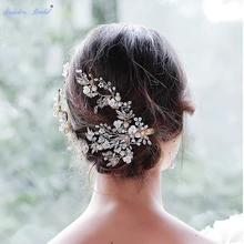 Элегантный Золотой/Серебряный Мягкий керамический цветок Стразы свадебные серьги шпилька ручной работы искусственный жемчуг Сплав свадебные аксессуары