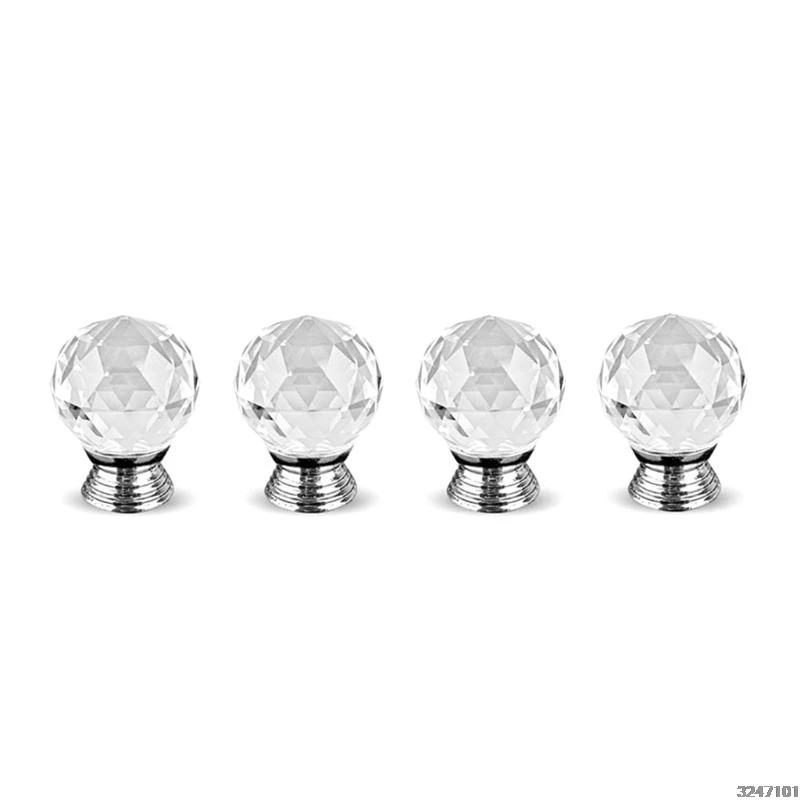 4PCS Crystal Drawer Knobs Glass Cabinet Knobs Diamond Shaped Drawer Pulls Handle