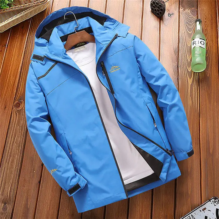 Zogaa мужская повседневная водонепроницаемая куртка весна осень туризм ветронепроницаемый Бомбер куртка мужской ветрозащитный плащ с капюшоном пальто - Цвет: Небесно-голубой