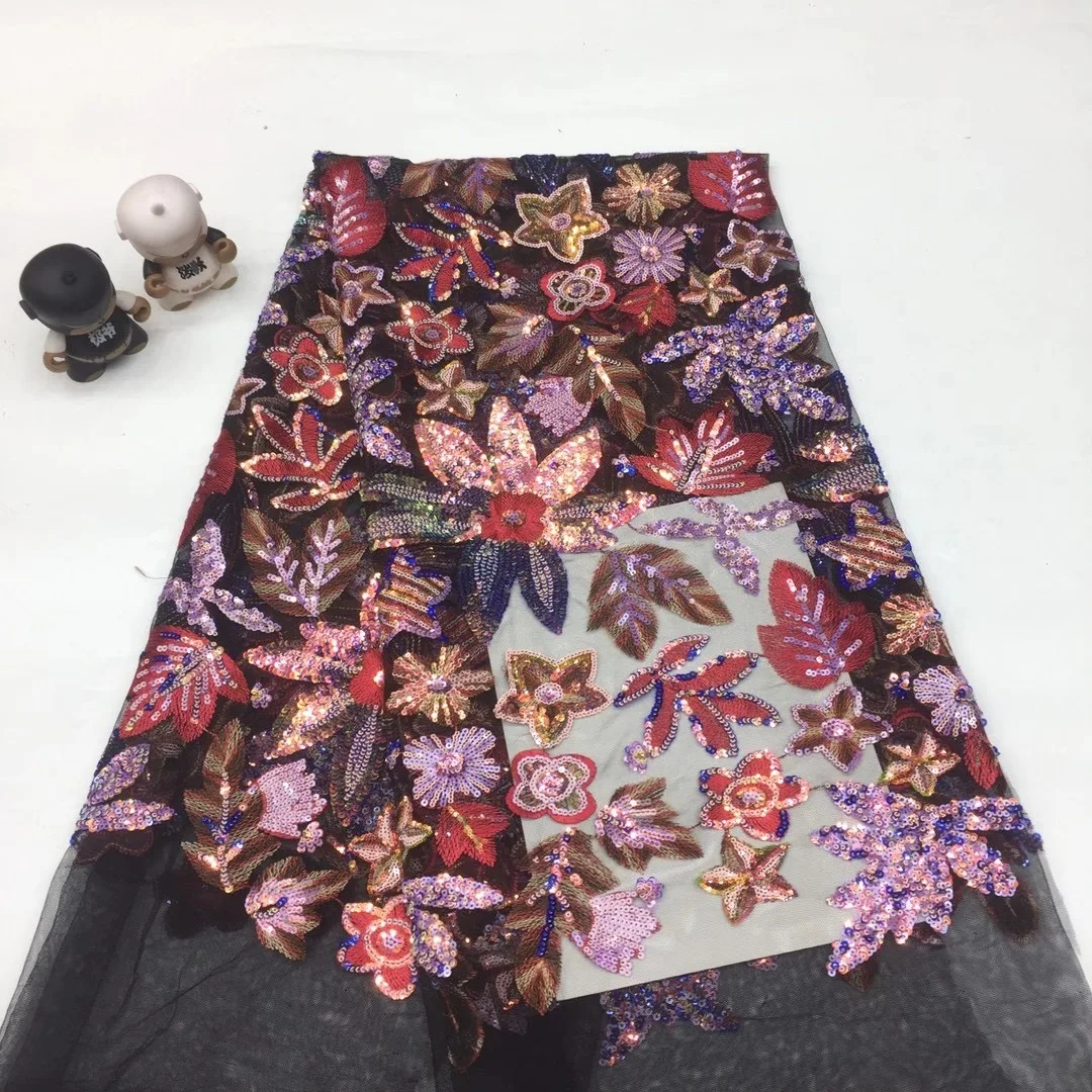

Beautiful Flower Embroidery Sequin Lace Fabric, French Mesh Lace Sewing Fabric with Sequin Evening Dress XX4577
