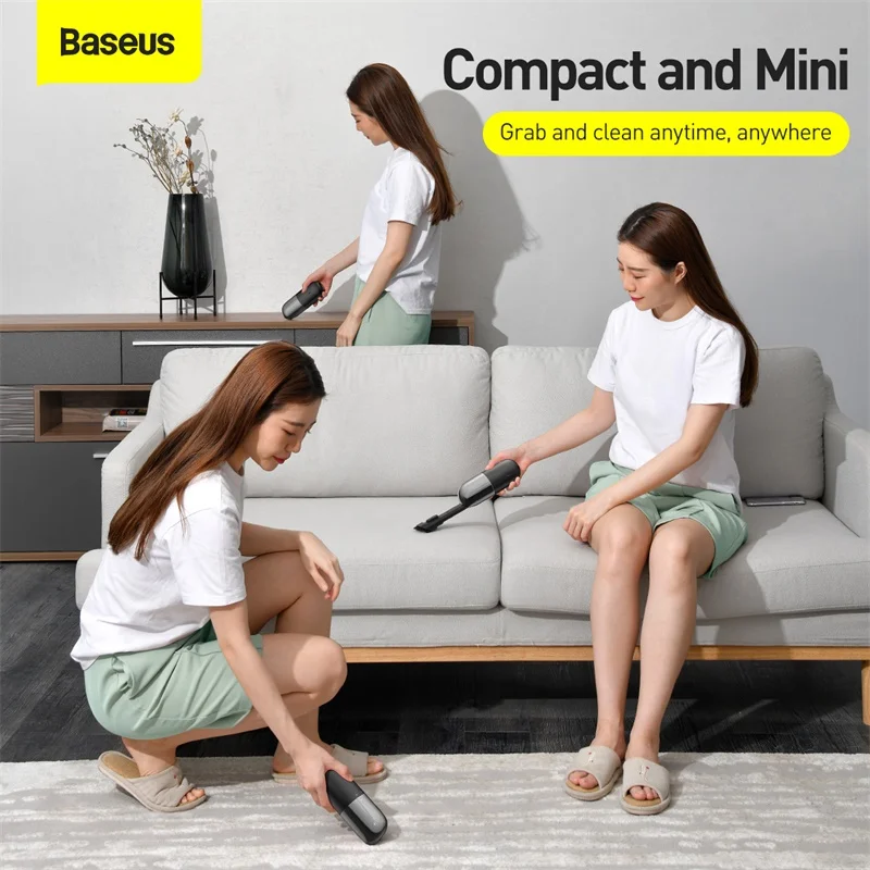 Baseus 차량용 휴대용 무선 진공 청소기, 가정용 데스크탑 청소, 미니 자동차 인테리어 진공 청소기, 3800Pa