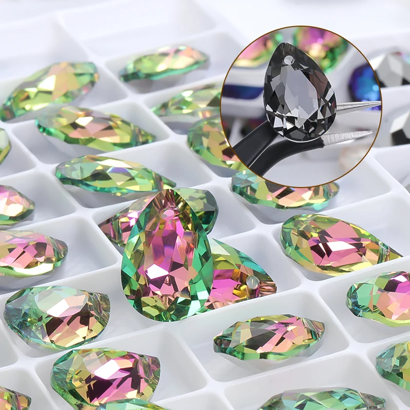 Rhinestone Accessories Astrobox High K9 Glass Water Drop A Hole Pendant Crystal Rhinestones Clear Teardrop Loose Strass DIY Jewelry Accessories Making