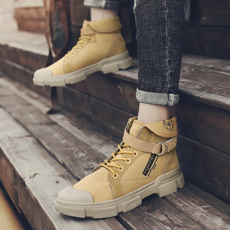 

Autumn & Winter MEN'S SHOES Denim Hight-top Martin Boots Mid-top Closed-toe Going to Work Workwear Canvas Shoes Work Site Skate