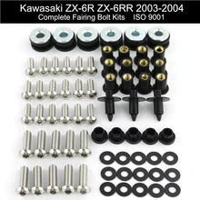 Voor Kawasaki ZX6R ZX-6R ZX-6RR 2003 2004 Motorcycle Compleet Kuipdelen Volledige Kuip Bouten Kit Noten Kuip Clips Rvs(China)