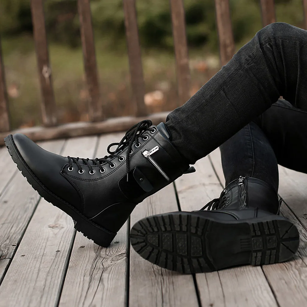 

Eillysevens Men's boot Fashion Pointed Personality Cool Handsome High With Tooling Boots military boots waterproof#q45