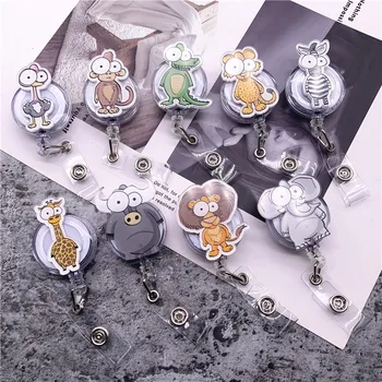 

10Pcs/lot Animal Retractable Pull Badge ID Lanyard Name Tag Card Badge Holder Reels Key Ring Chain Clips School student office
