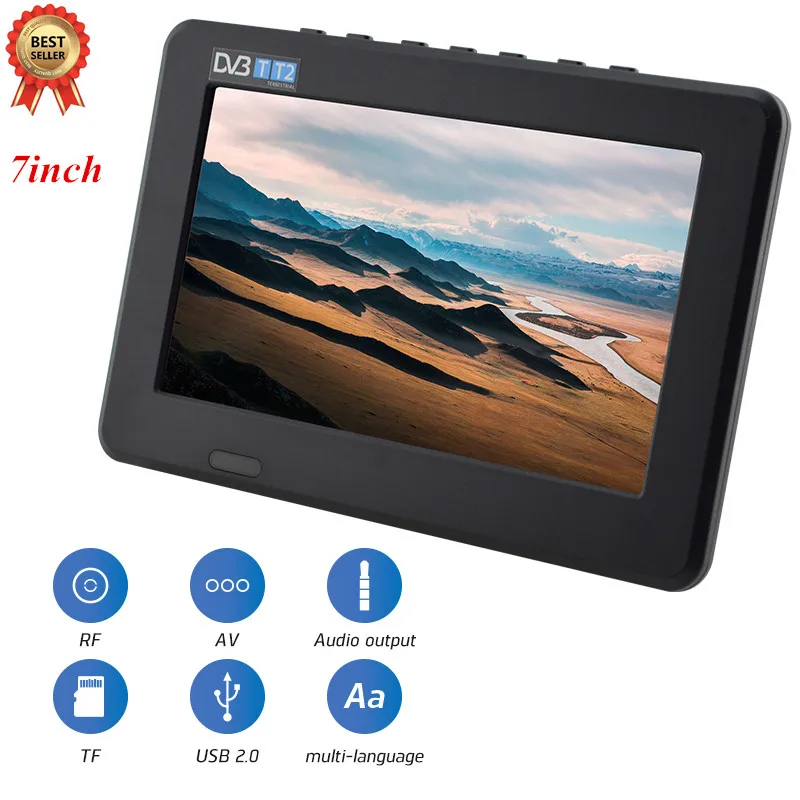  Spina di ue Portatile Digitale Hd Led Tv 800X480 7 Pollici Auto Ricevitore Tv Dvbt2 Tv di Sostegno 