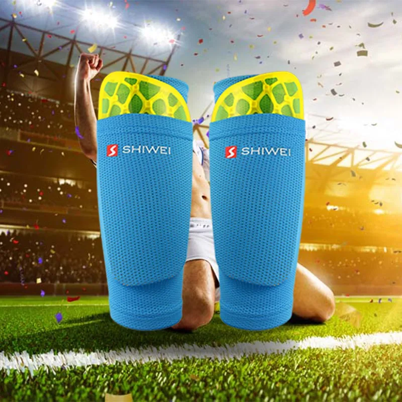 1 Pair Football Shin Guards With Pocket Practical Leg Sleeves Adult Support Sock Nylon Solid Color Shin Protector Soccer Gear