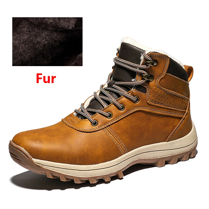 OZERSK/сезон осень-зима; мужские ботинки; кожаная мужская обувь на шнуровке; Высококачественная классическая обувь; зимние ботинки; мужские повседневные ботильоны - Цвет: 03 Fur Light Brown