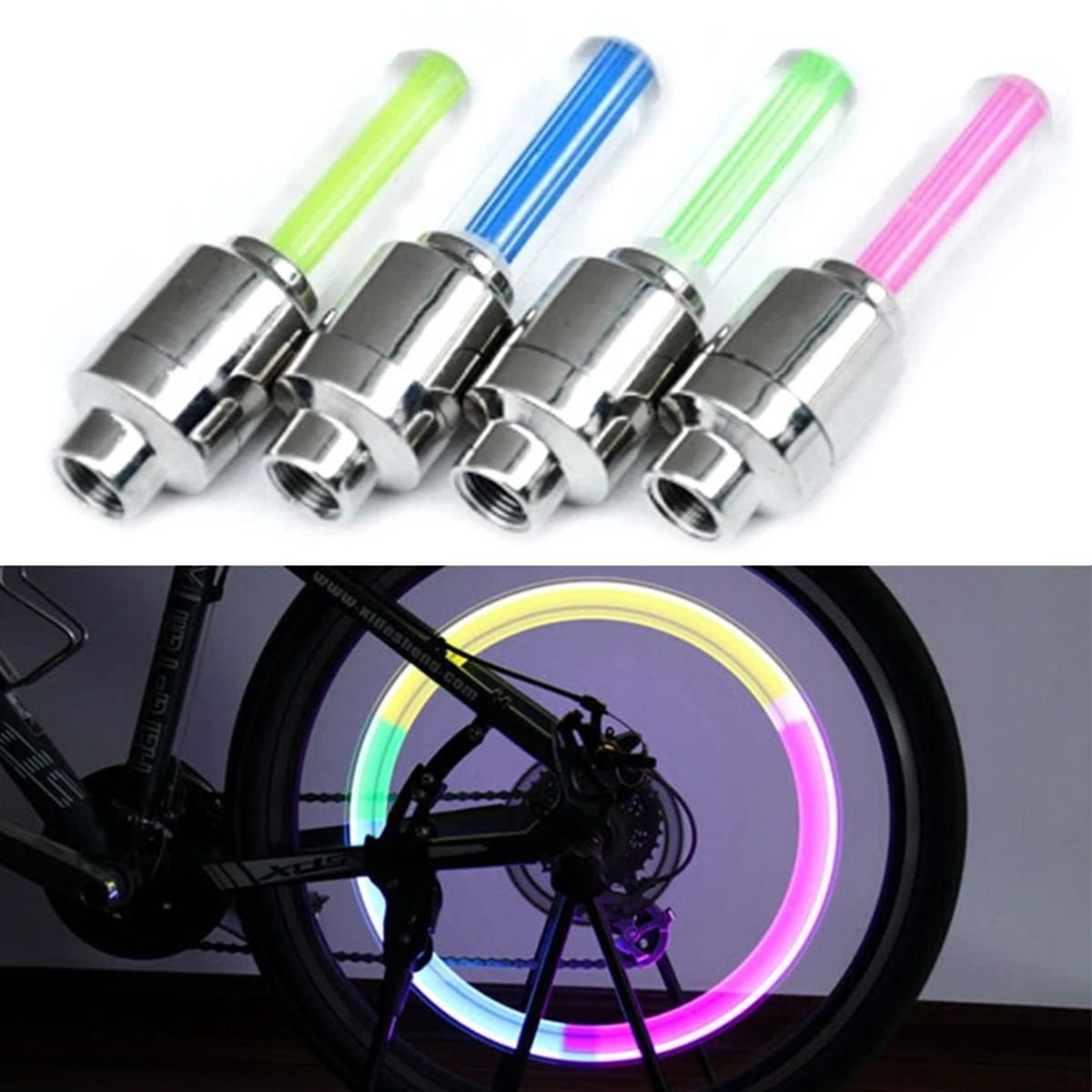 

2Pcs LED Bicycle Lights Wheel Tire Valve's Bike Light Cycling Riding Sport Spoke Safety Warning Lamp Front lights Taillight