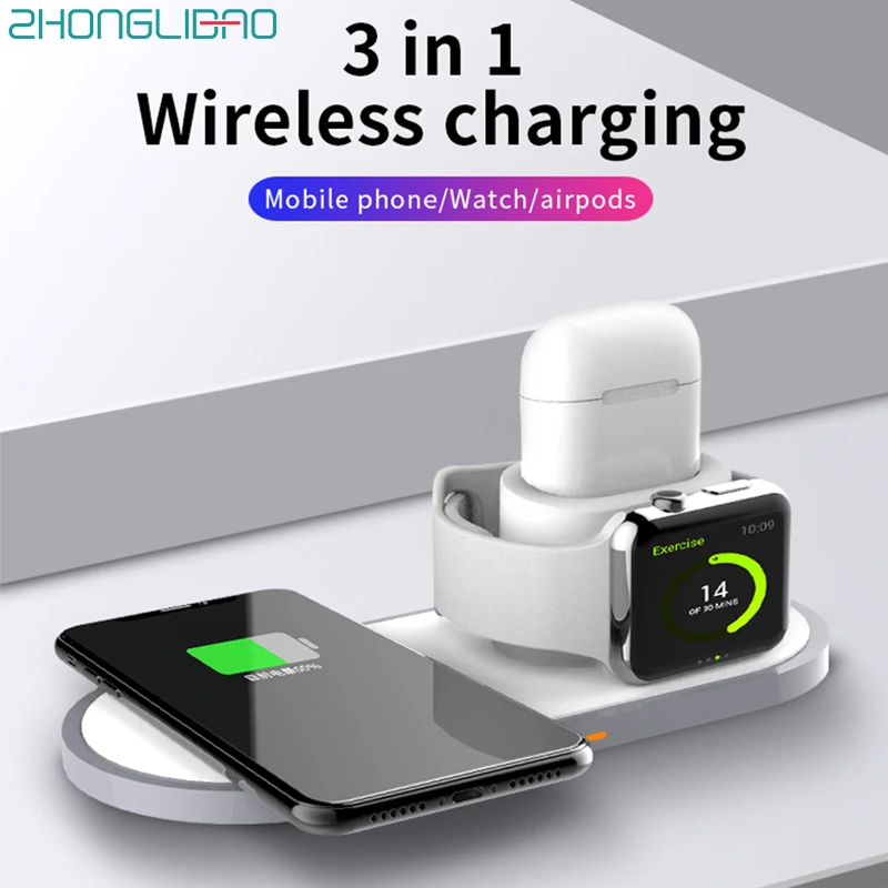 

3 In 1 Qi Wireless Charger for IPhone XR XS Max for Apple Watch 1 2 3 4 for AirPods Fast Charging for Samsung Note10 S10 S9 Plus
