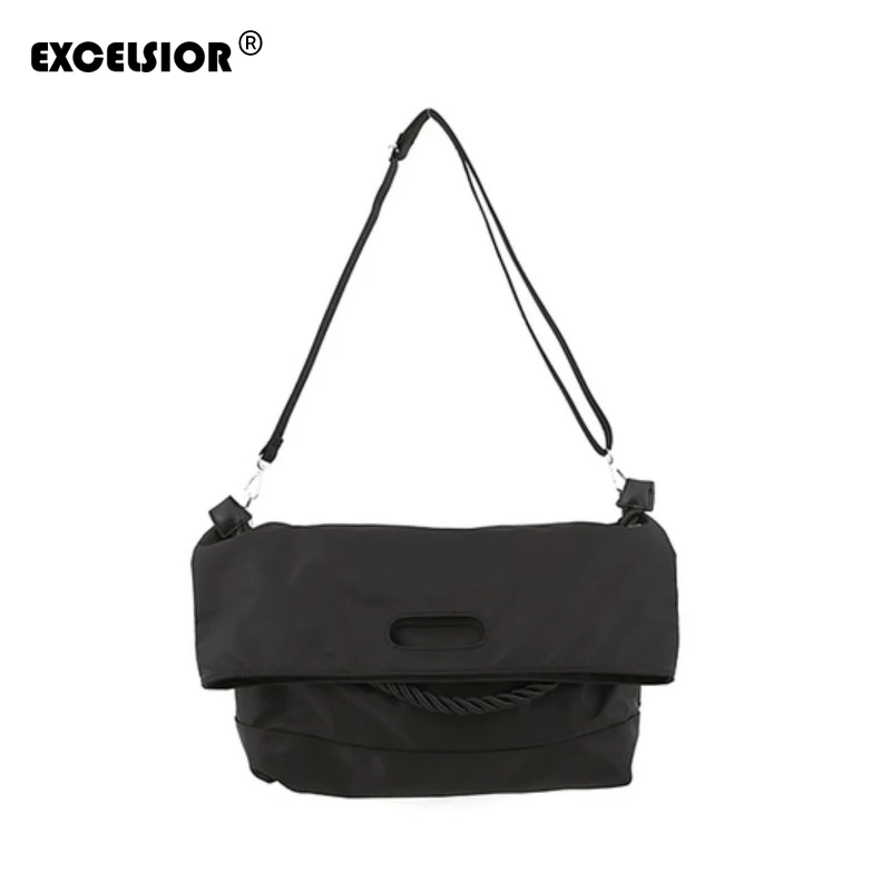 EXCELSIOR, женская сумка, высокое качество, нейлон, сумки через плечо, одноцветная, большая емкость, сумка для женщин, с веревочной ручкой, мешок, основной многофункциональный