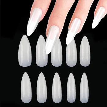 

100pcs/500pcs Bag Oval Nail Art Tips False Coffin Nails Art Tips Natural/Clear Half Cover Manicure Fake Nail Tips