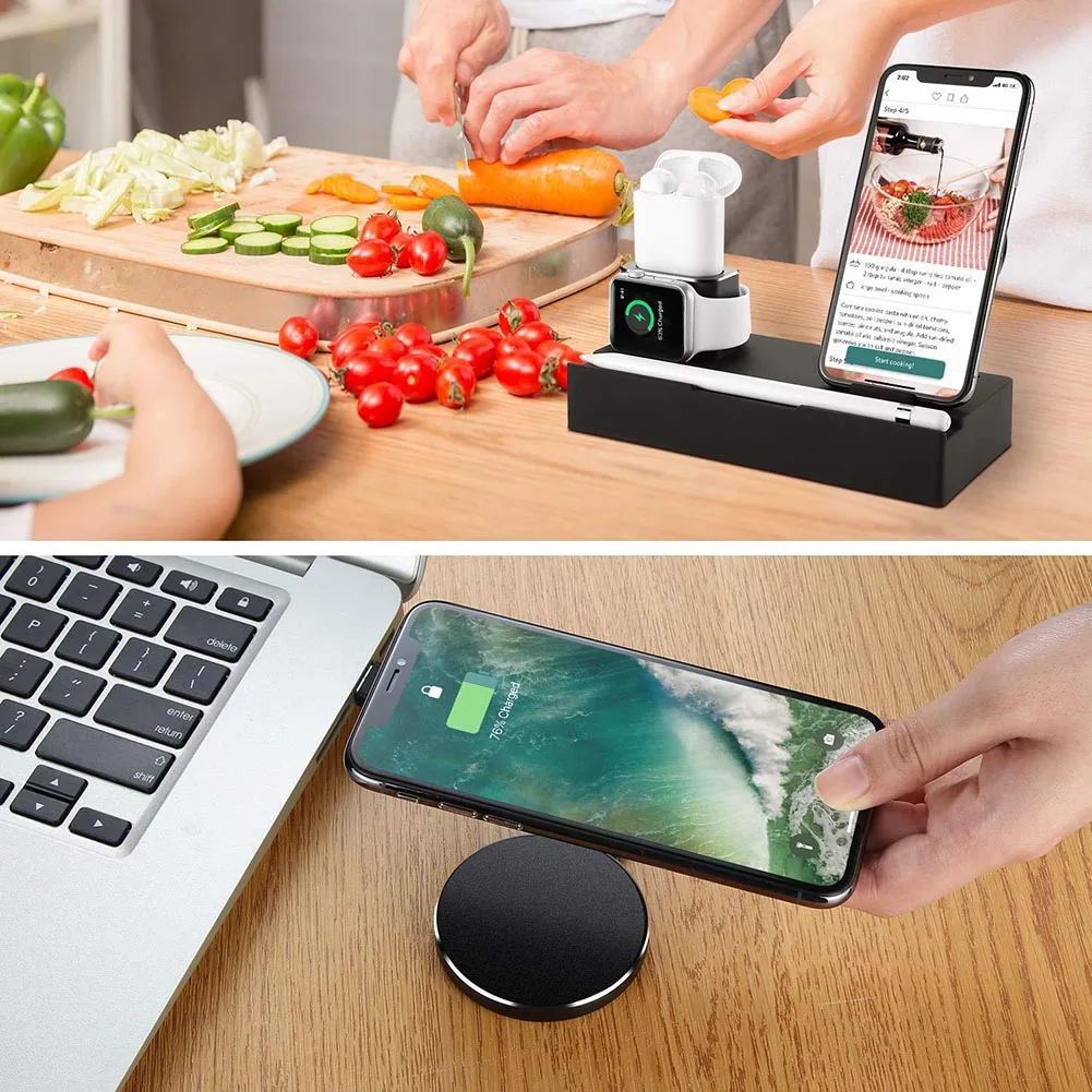 3 в 1 Зарядная подставка Док станция для зарядки Pad Apple Watch/Earbuds/Phone SUB