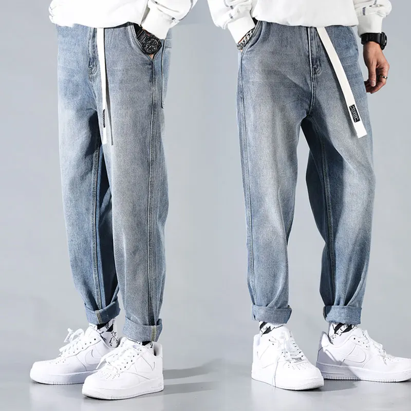 Hot Product Korean Style Fashion Men Jeans Straight Fit Retro Blue Vintage Designer Harem Pants High Quality Streetwear Hip Hop Jeans Men