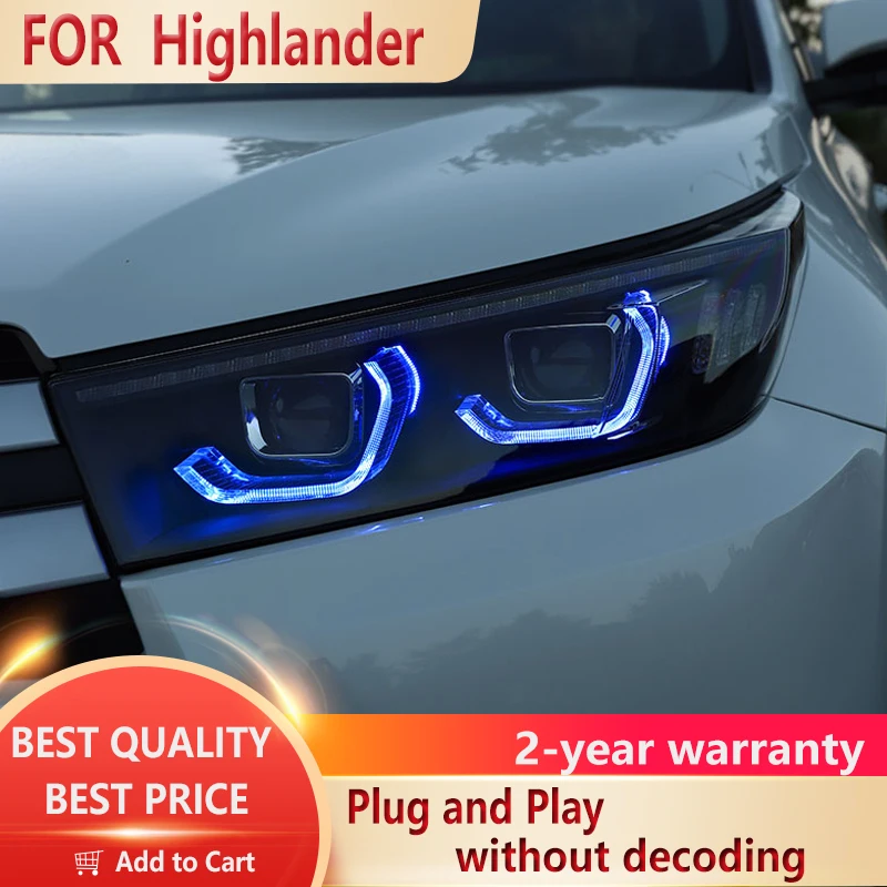 

Для Toyota Highlander 2018 автомобильные аксессуары противотуманные фары Дневные ходосветильник огни DRL H7 светодиодный Биксеноновые лампы передние фары s