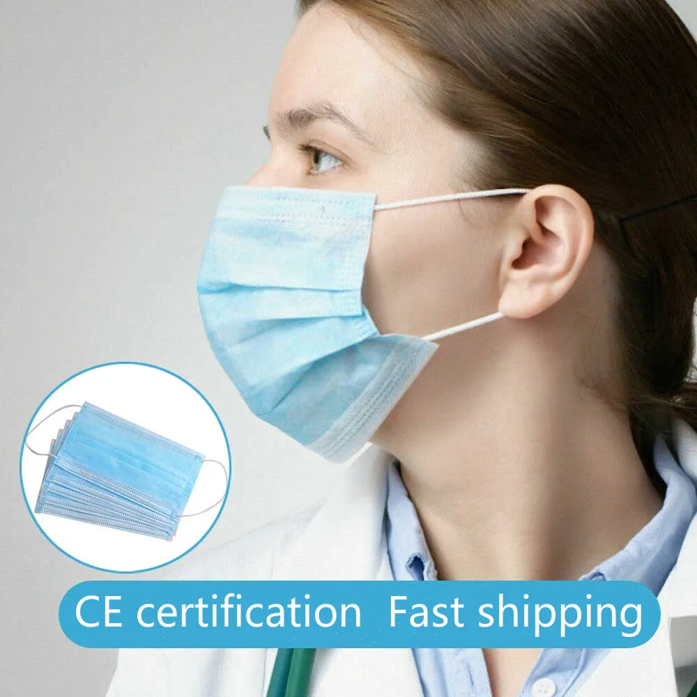 

50pcs/lot Anti-virus Masks Disposable Protective Mask Dustproof Facial Cover Masks Maldehyde Prevent Bacterial Ready Stock CE