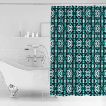 

2020 New Ethnic Style Geometric Pattern Bathroom Shower Curtain Waterproof Polyester Fabric Shower Curtains &12 Hooks
