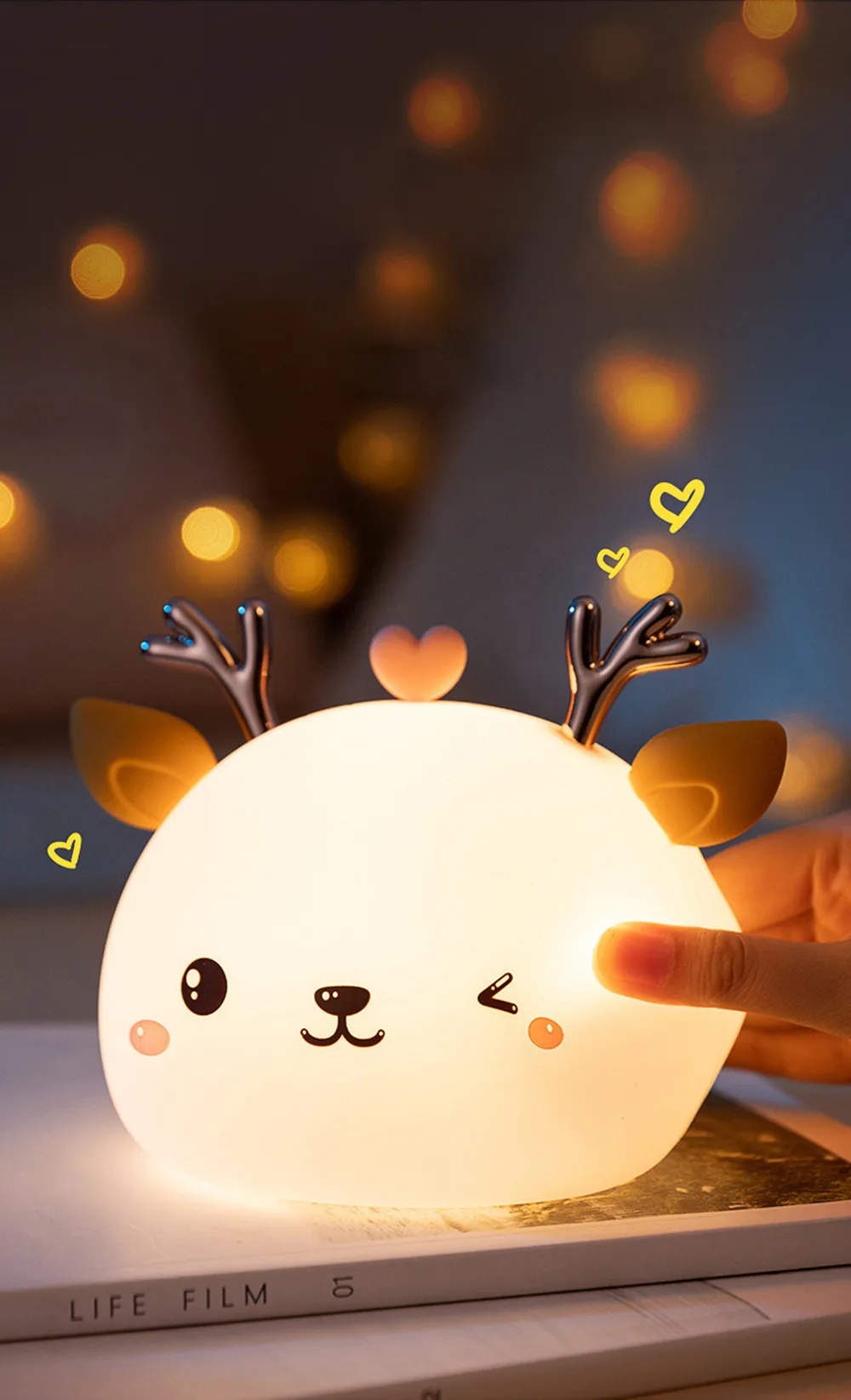 nite light Animal Night Light Silicone Deer Cloud Rabbit Cat Lamp Touch Sensor Remote Control RGB LED Night Lamp for Children Kid Baby Gift bathroom night light